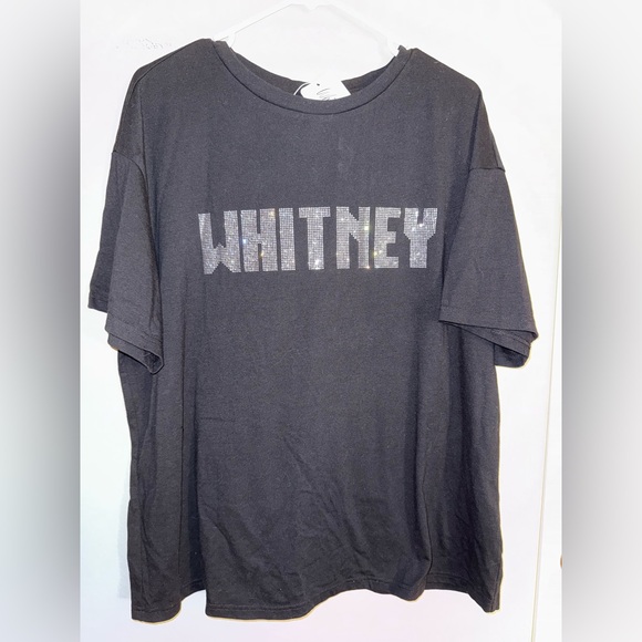 Whitney Houston for‎ SHEIN NWT Black Bedazzled Front Graphic T-Shirt size 1X - Picture 1 of 4